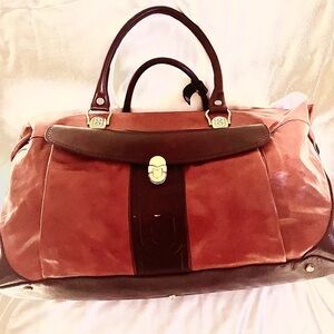 VTG Unisex Designer Overnight Marino Orlandi Italian Leather Brown Carry on Bag
